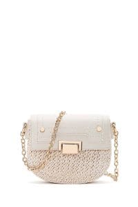 کیف کراس بادی زنانه چرم کرم بافت‌دار مینی بند بلند دری مد