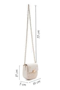 کیف کراس بادی زنانه چرم کرم بافت‌دار مینی بند بلند دری مد