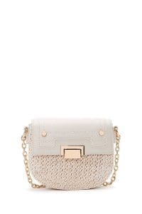 کیف کراس بادی زنانه چرم کرم بافت‌دار مینی بند بلند دری مد