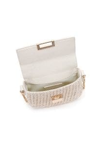 کیف کراس بادی زنانه چرم کرم بافت‌دار مینی بند بلند دری مد