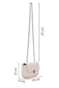 کیف کراس بادی زنانه چرم کرم بند بلند طرح‌دار کاپیتونه دری مد