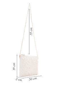 کیف کلاچ زنانه سفید بند بلند زنجیریدری مد