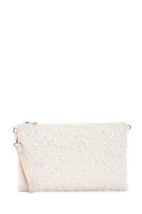 کیف کلاچ زنانه سفید بند بلند زنجیریدری مد