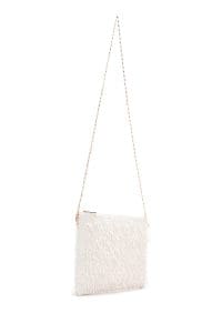 کیف کلاچ زنانه سفید بند بلند زنجیریدری مد