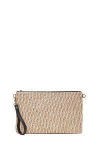 کیف کلاچ زنانه مشکی بند بلند زنجیری حصیری دری مد