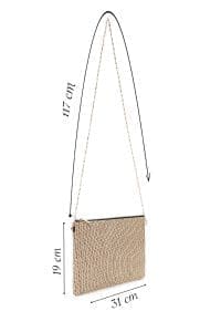 کیف کلاچ زنانه مشکی بند بلند زنجیری حصیری دری مد