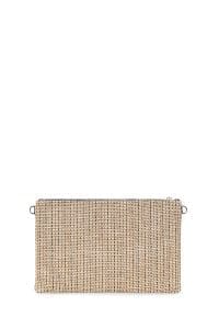 کیف کلاچ زنانه مشکی بند بلند زنجیری حصیری دری مد