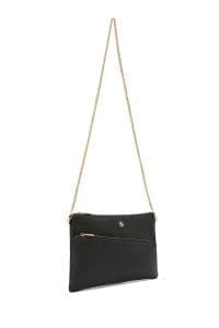 کیف کلاچ زنانه مشکی بند بلند زنجیری دری مد