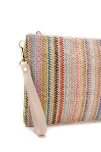 کیف کلاچ زنانه چند رنگ بند بلند زنجیری حصیری دری مد