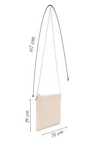 کیف کلاچ زنانه کرم بند بلند زنجیری دری مد