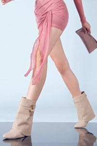 بوت پاشنه دار بژ زنانه دری مد