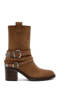 بوت پاشنه دار جیر قهوه ای مایل به زرد زنانه دری مد