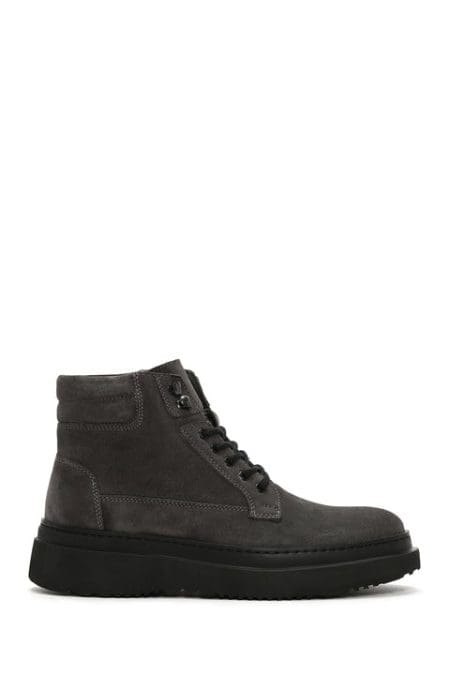 بوت چرم جیر توری با کفی ضخیم خاکستری دری مد