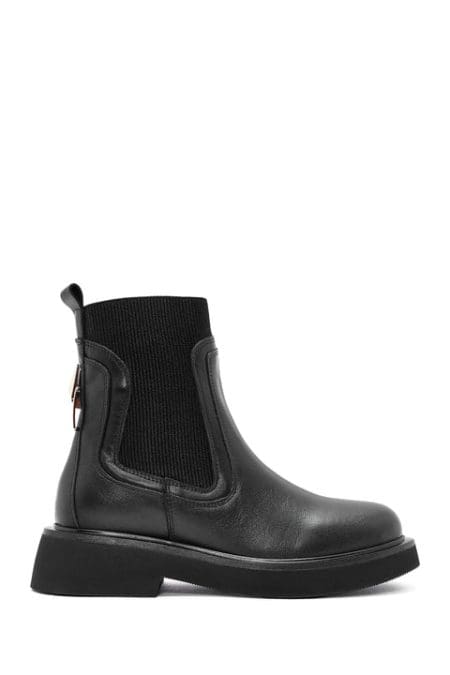 بوت چرم مشکی زنانه چلسی دری مد