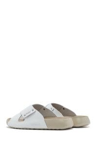 دمپایی راحتی زنانه چرم سفید ساده دری مد