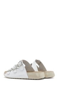 دمپایی راحتی زنانه چرم سفید سگک‌دار دری مد