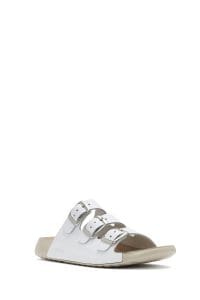 دمپایی راحتی زنانه چرم سفید سگک‌دار دری مد