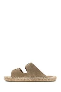 دمپایی زنانه اسپادریل چرمی جیر قهوه‌ای روشن سگک‌دار دری مد