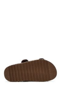 دمپایی زنانه بندی قهوه‌ای دری مد