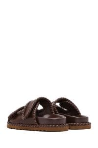 دمپایی زنانه بندی قهوه‌ای دری مد