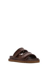 دمپایی زنانه بندی قهوه‌ای دری مد