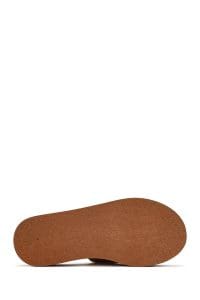 دمپایی زنانه قهوه‌ای روشن با کف ضخیم دری مد