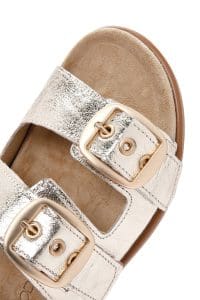 دمپایی زنانه متالیک طلایی سگک‌دار چرمی دری مد