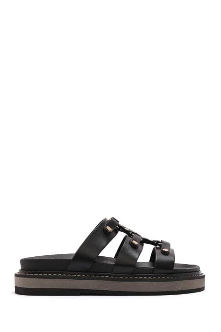 دمپایی زنانه مشکی زیره ضخیم دری مد