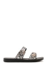 دمپایی زنانه مشکی طرح‌دار سگک‌دار دری مد