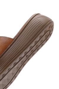 دمپایی زنانه چرمی تابه با کف ضخیم دری مد