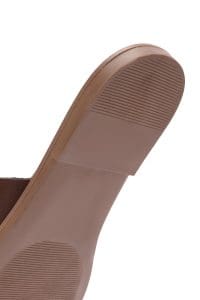 دمپایی زنانه چرمی قهوه‌ای ساده دری مد