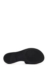 دمپایی زنانه چرمی مشکی بافت‌دار دری مد