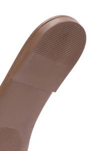 دمپایی زنانه چرمی کرم ساده دری مد