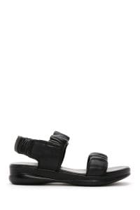 صندل راحتی چرم مشکی زنانه دری مد