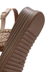 صندل زنانه بژ بنددار کفی ضخیم حصیری دری مد