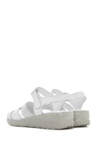 صندل زنانه سفید چرم بندی راحتی دری مد