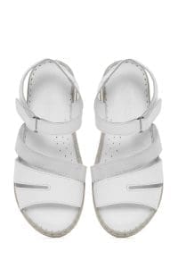 صندل زنانه سفید چرم بندی راحتی دری مد