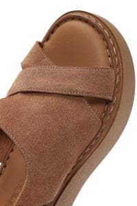 صندل زنانه صورتی جیر بنددار تخت ضخیم راحتی دری مد