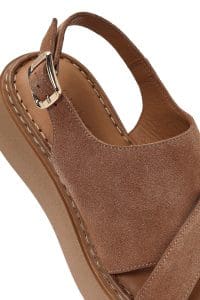 صندل زنانه صورتی جیر بنددار تخت ضخیم راحتی دری مد