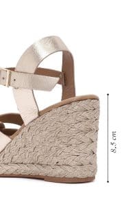 صندل زنانه طلایی چرم متالیک بنددار لژدار اسپادریل دری مد