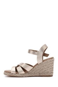 صندل زنانه طلایی چرم متالیک بنددار لژدار اسپادریل دری مد