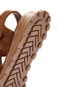 صندل زنانه عسلی بندی جیر چرمی دری مد