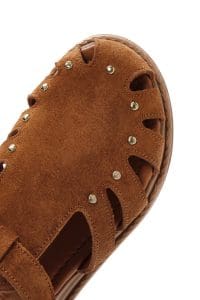 صندل زنانه عسلی بندی جیر چرمی دری مد