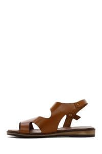 صندل زنانه عسلی چرمی بودروم دری مد