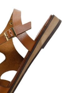 صندل زنانه عسلی چرمی بودروم دری مد