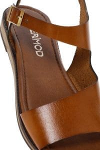 صندل زنانه عسلی چرمی بودروم دری مد