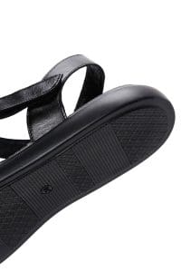 صندل زنانه مشکی بندی چرمی دری مد