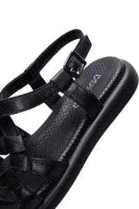 صندل زنانه مشکی بندی چرمی دری مد