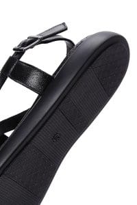 صندل زنانه مشکی بندی چرمی دری مد