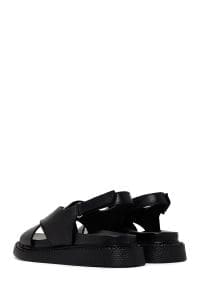 صندل زنانه مشکی بندی چرمی راحتی دری مد